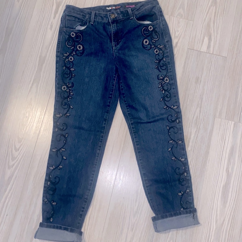 Style & Co boyfriend floral jeans